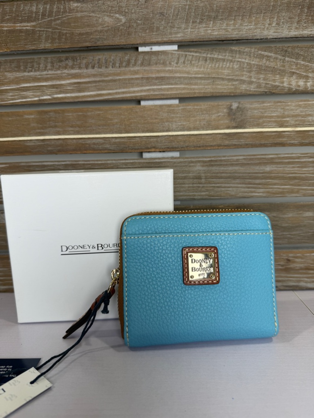 Dooney and Bourke Pebble Wallet zip around wallet bone nwt box
